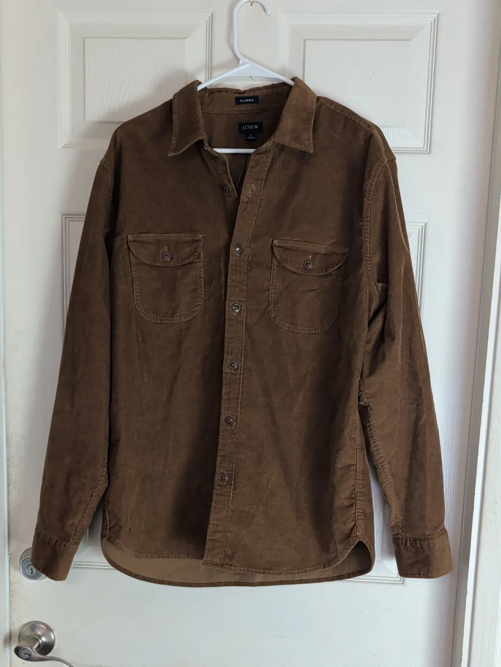J‎ Crew Shirt Mens L Brown Classic Fit Corduroy Long Sleeve Button Up Work Shirt
